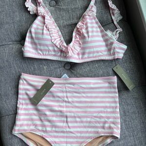 XS / S JCREW ruffle top and high waist swim / bikini BOTTOM ONLY